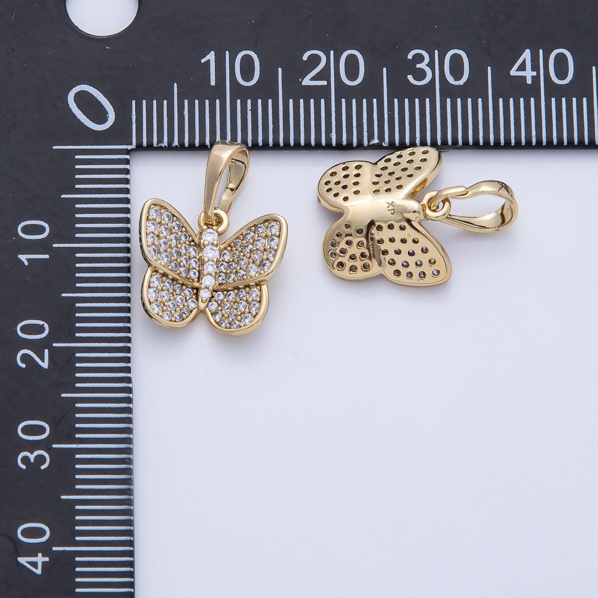 14k Gold Filled Dainty Butterfly Pendant Micro paved CZ mariposa charm DIY Jewelry Making Supply for custom Necklace | Pendants-100106