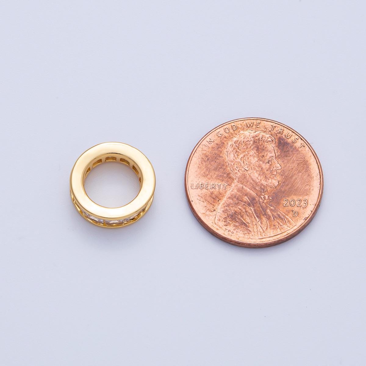 18K Gold Filled 11.7mm Clear CZ Baguette Rondelle Bead Princess Cut Spacer DIY Jewelry Making Supply for Necklace Bracelet | B-697