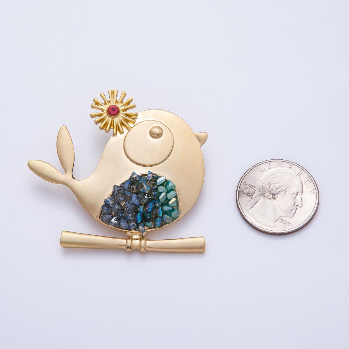Big Cute Gold Bird Brooch Tweet Pin for Chic Jewelry Gift | BH-088