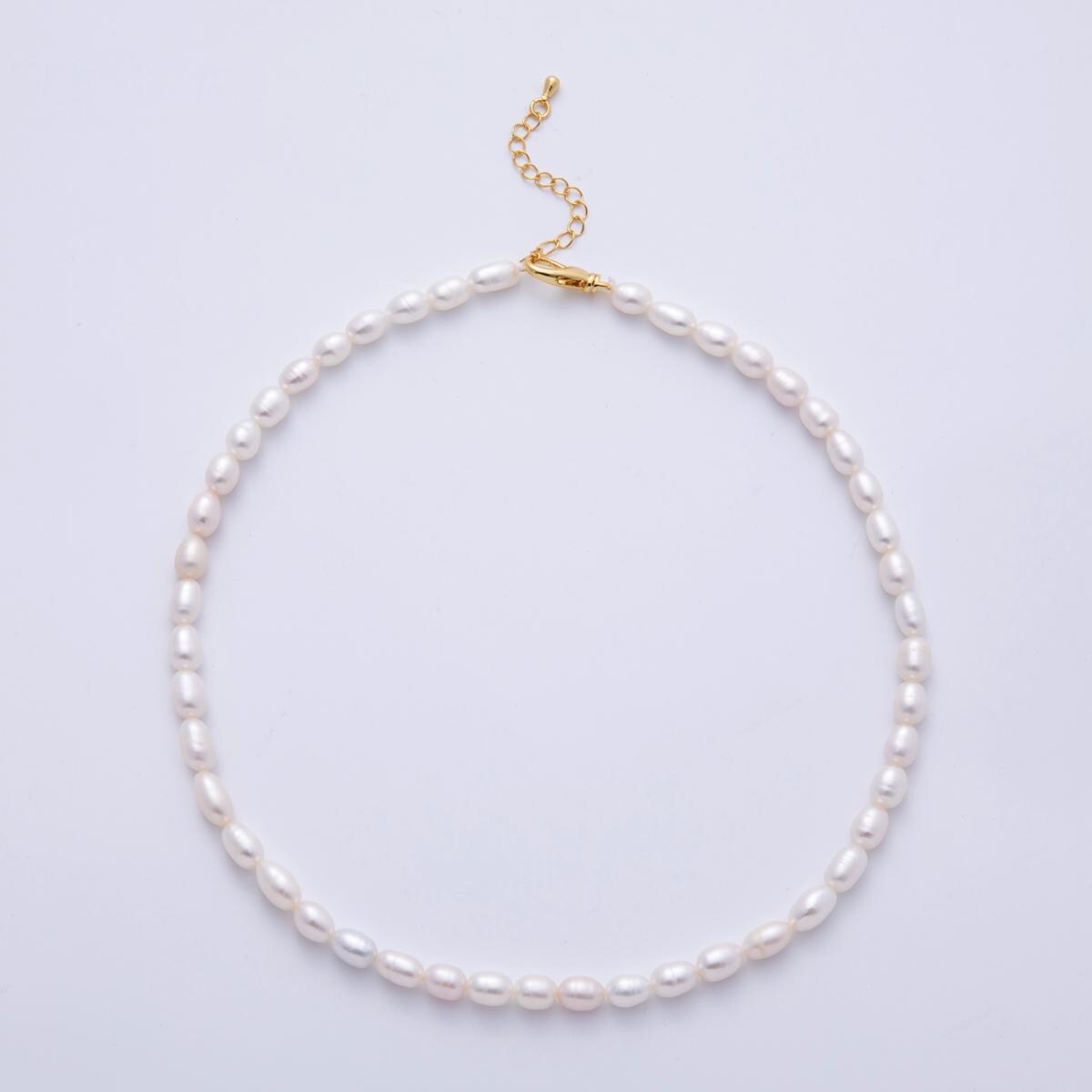 24K Gold Filled Classic Freshwater Pearl Seed Necklace, Layer Beaded Necklace, Minimalist Bridesmaid Gift, Wedding Jewelry 15.6 inch WA-4054