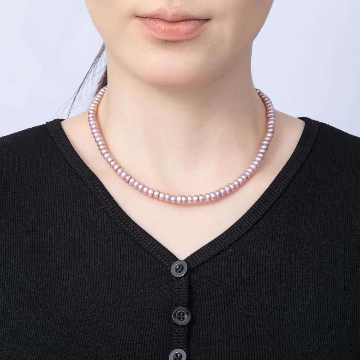 Dainty Potato Pearl Necklace, Freshwater Pearl 24k Gold Filled Minimalist Necklace Pink Purple Pearl Choker Necklace 15.5 inch WA4055