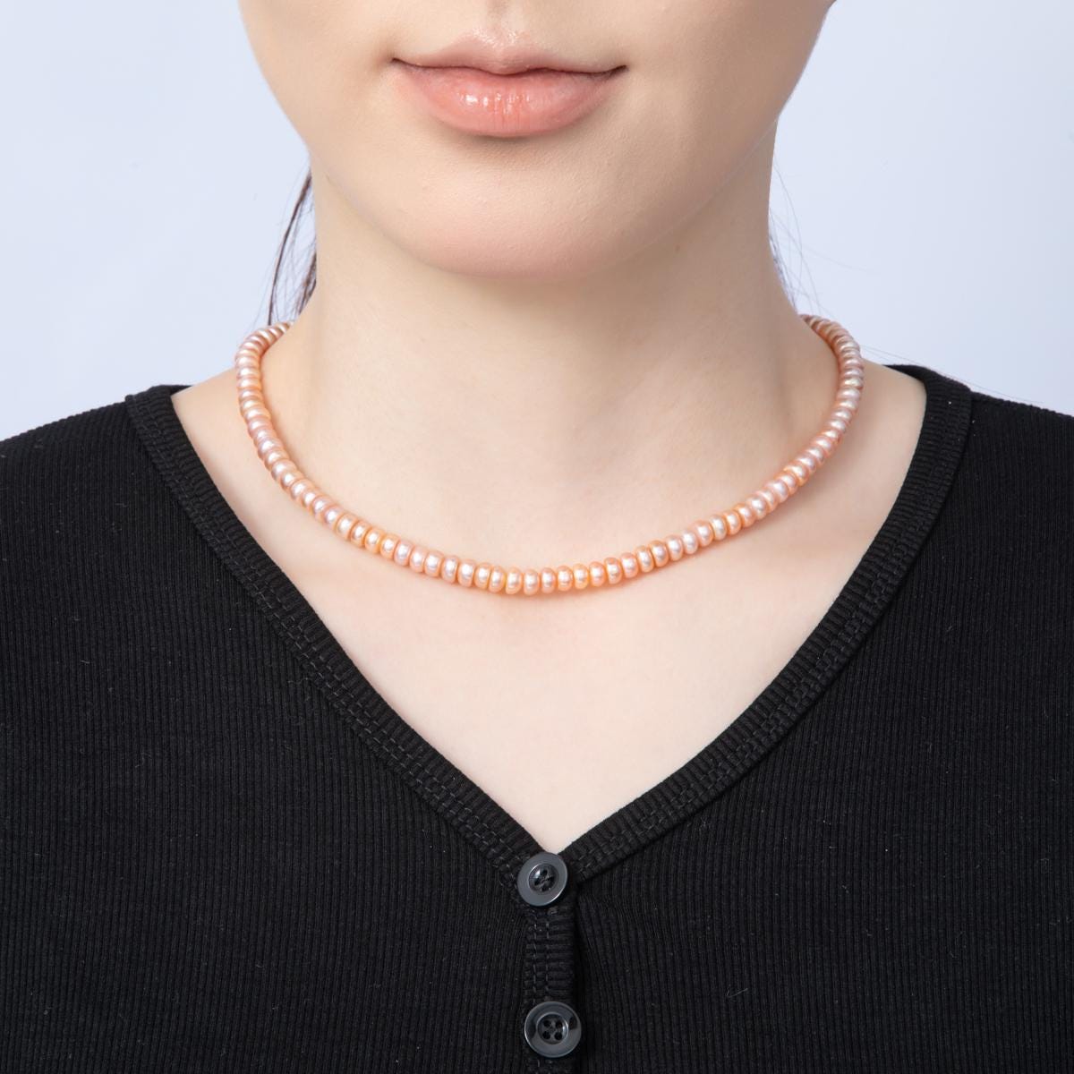 Dainty Potato Pearl Necklace, Freshwater Pearl 24k Gold Filled Minimalist Necklace Pink Purple Pearl Choker Necklace 15.5 inch WA4055