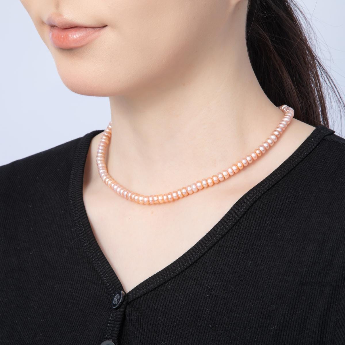 Dainty Potato Pearl Necklace, Freshwater Pearl 24k Gold Filled Minimalist Necklace Pink Purple Pearl Choker Necklace 15.5 inch WA4055