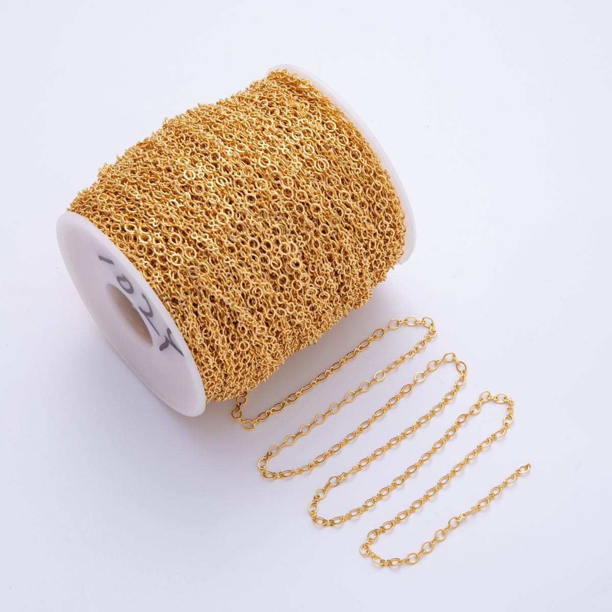 Dainty 18k Gold Filled figure 8 oval cable unfinished dainty chain, by the yard wholesale bulk jewelry chain for making supply Roll-1821