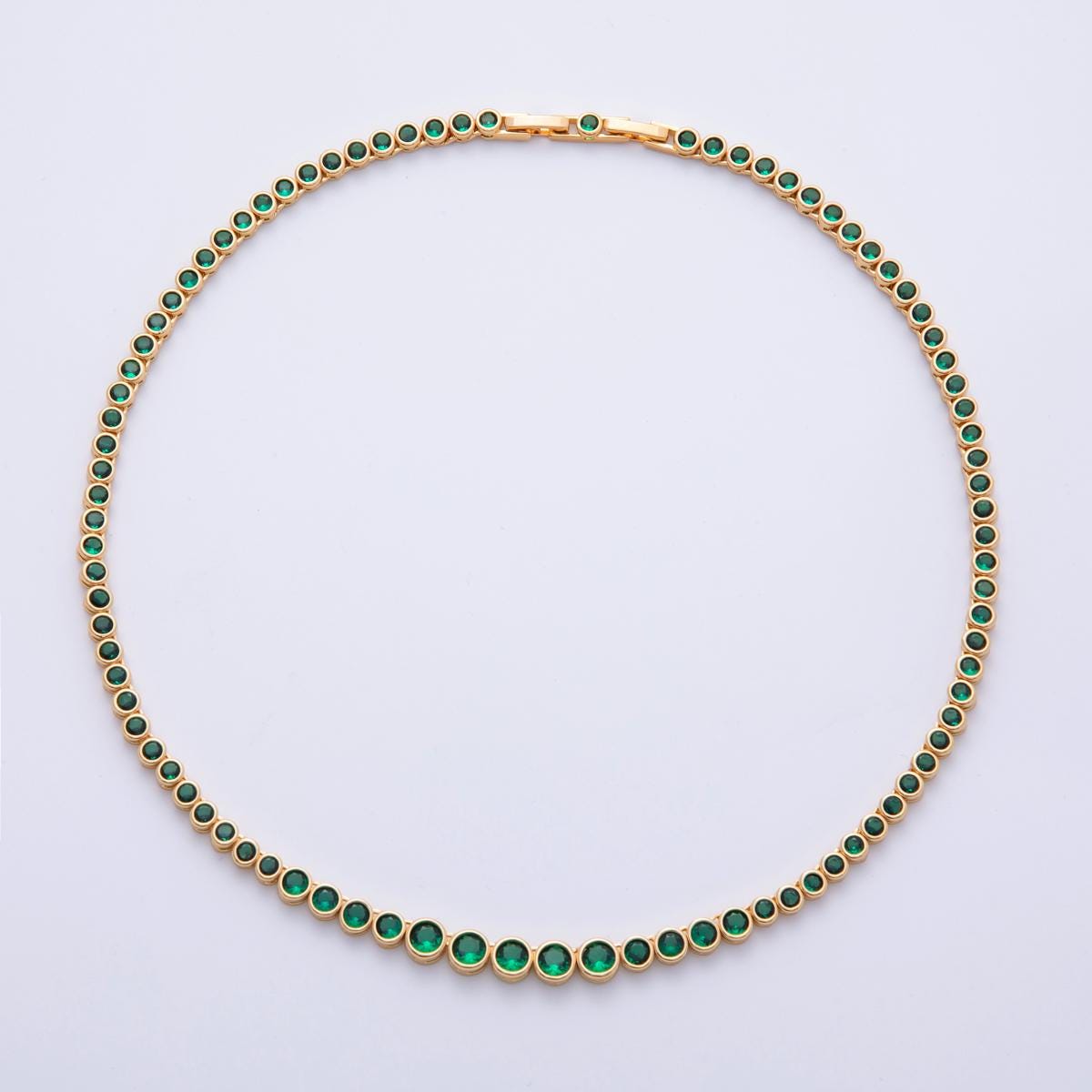 24K Gold Filled Black CZ Graduated Tennis Necklace 16 inch | WA-4508