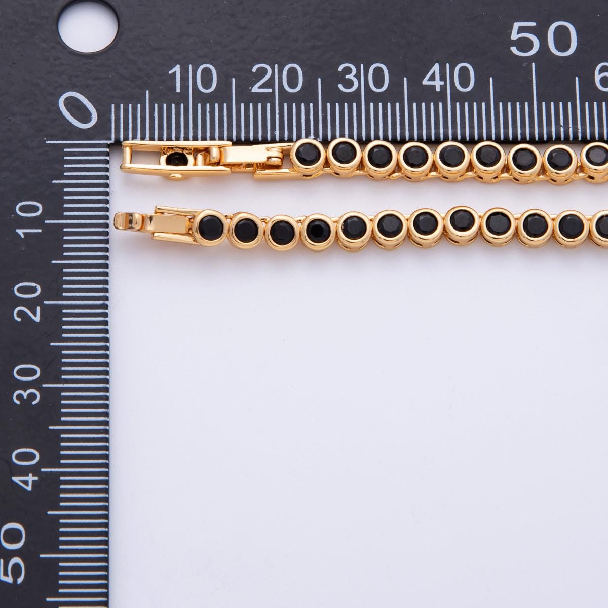 24K Gold Filled Black CZ Graduated Tennis Necklace 16 inch | WA-4508