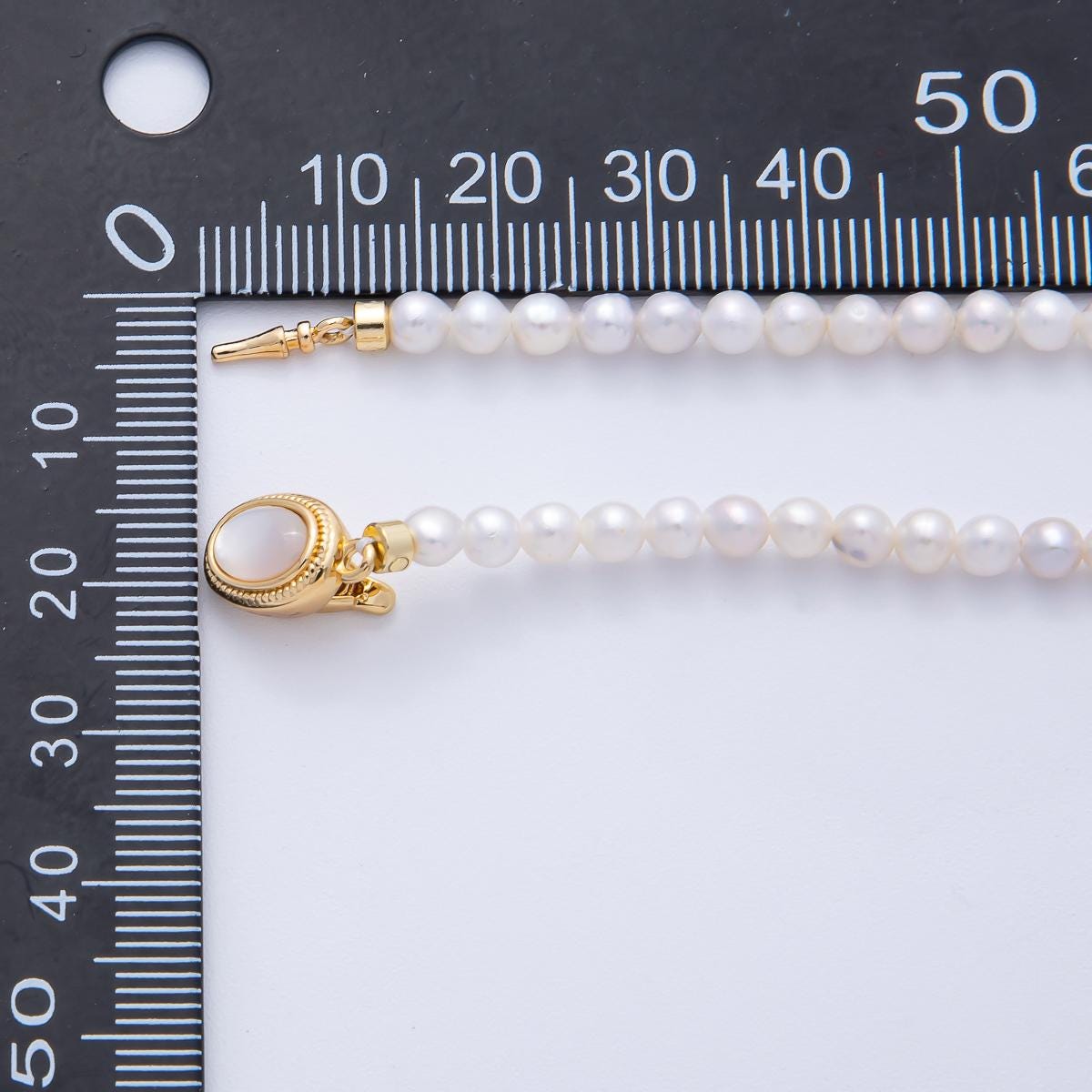 Handmade 4mm White Shell Pearl Necklace Minimalist Bridal Jewelry WA-4075