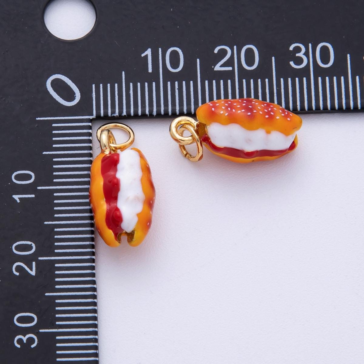 14K Gold Filled 17mm Hot Dog Food 3D Multidimensional Charm Enamel Food Pendant Fast Food Gift DIY Jewelry Supply | Charms-100015