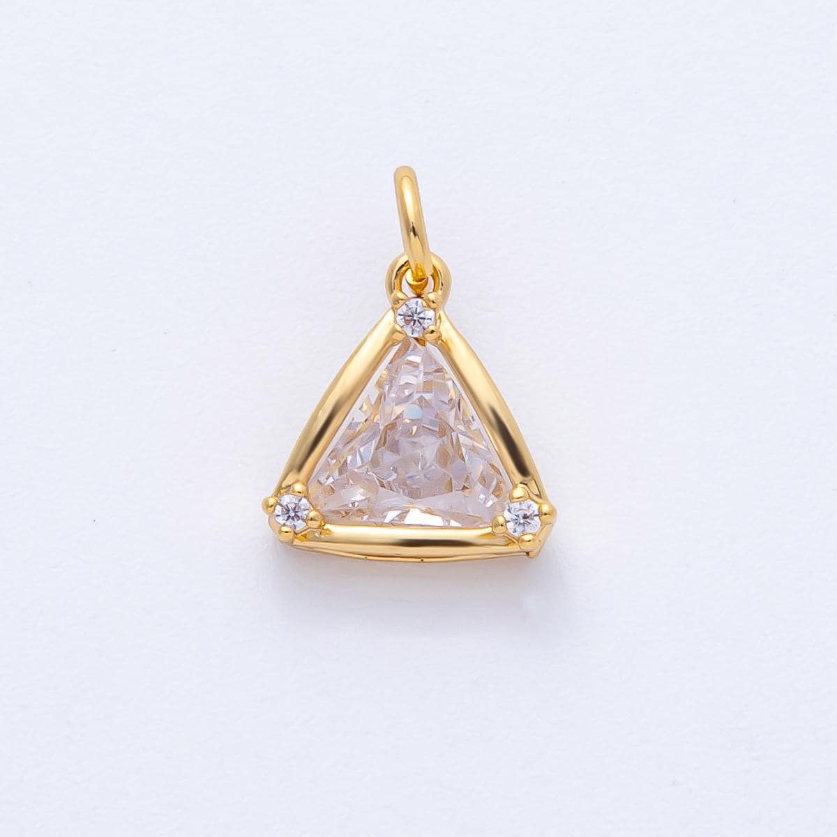 18K Gold Filled 12mm Clear CZ Triangle Mini Solitaire Charm Minimalist Crystal DIY Jewelry Making Supply Gift Idea for her | AK191