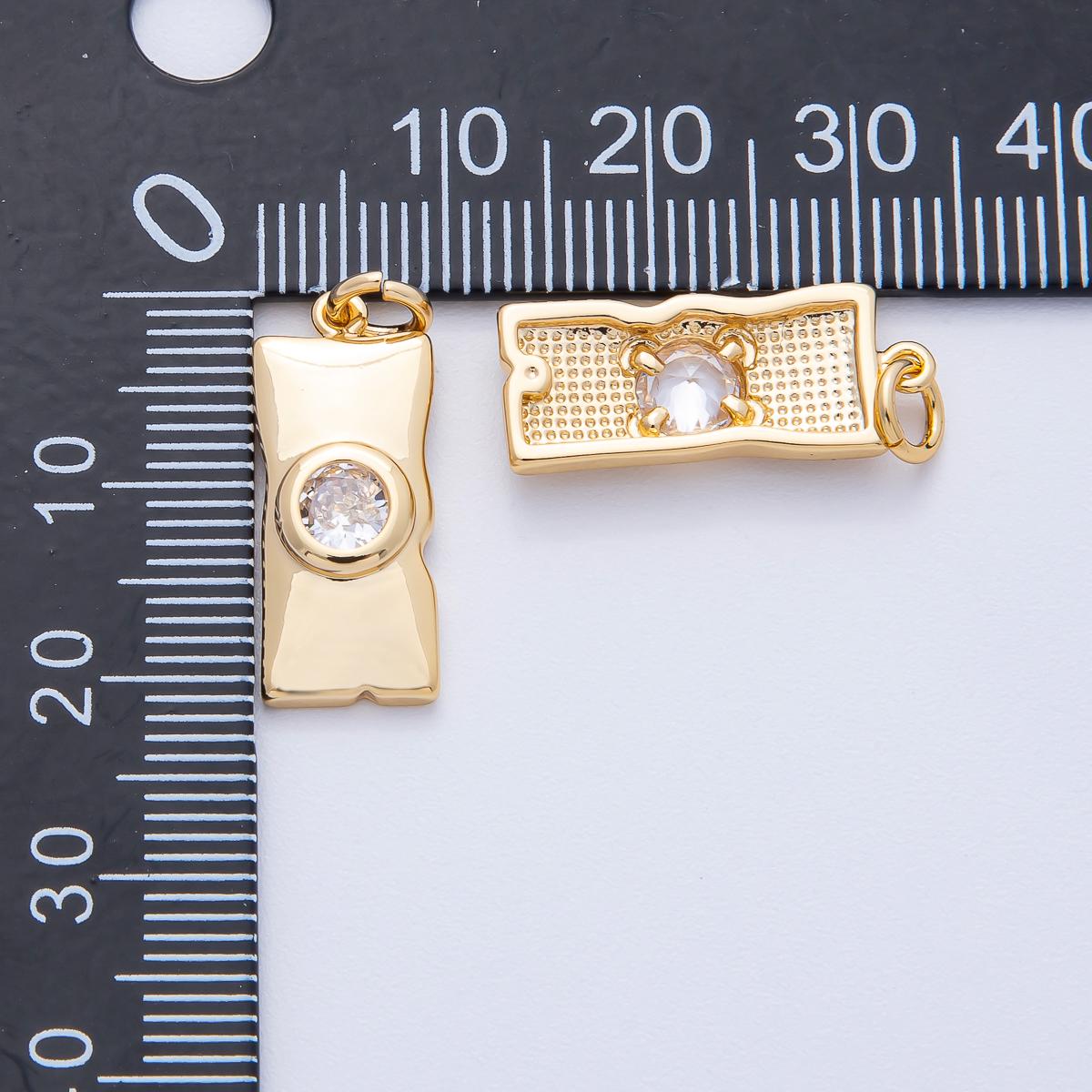 18K Gold Filled 21mm Clear Round CZ Plain Rectangular Charm Abstract Irregular Pendant DIY Jewelry Making for custom necklace | AK192