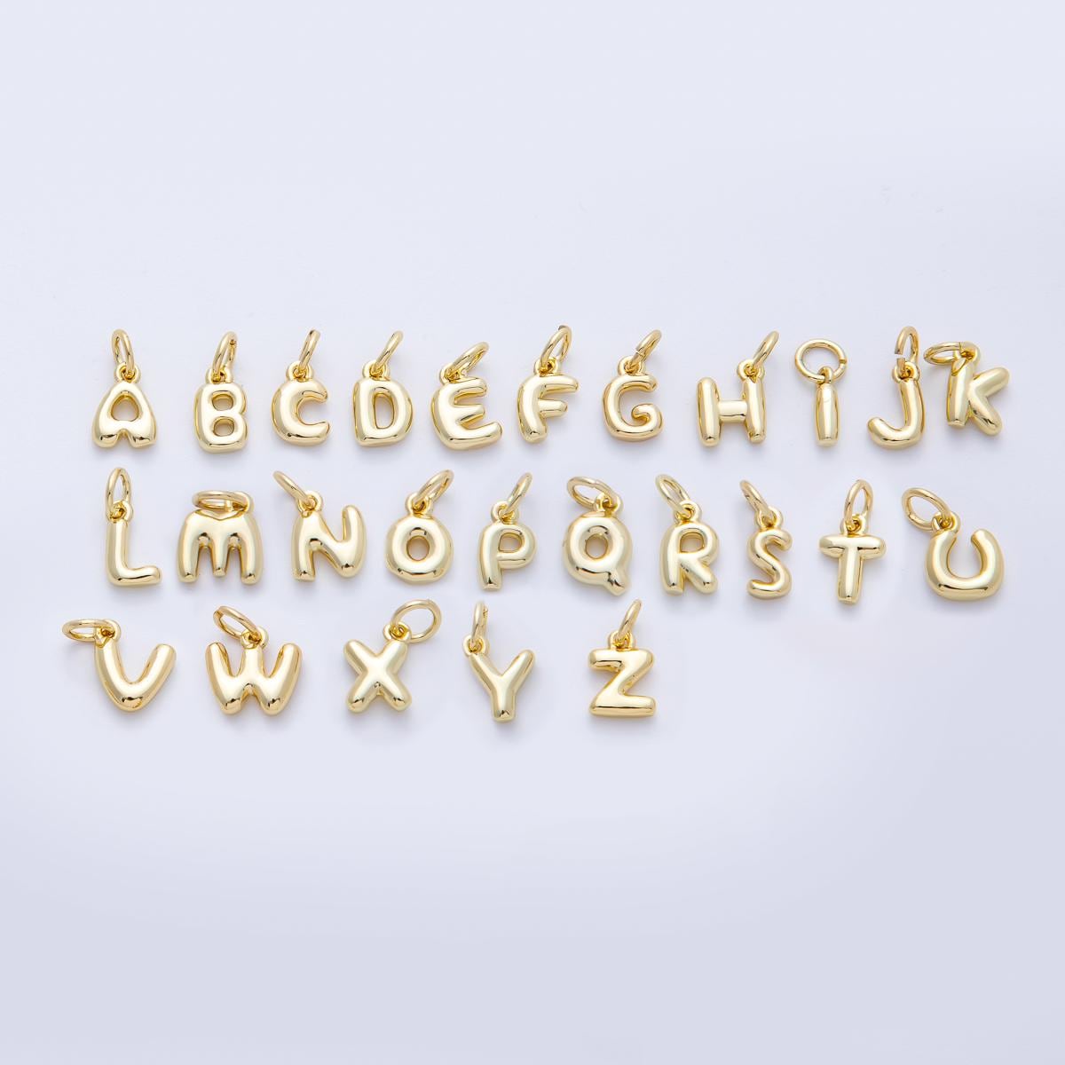 14K Gold Filled 9mm Initial Letter Chubby Balloon A-Z Alphabet Charm Bubble Pendants DIY Jewelry Making Supplies | AF-261
