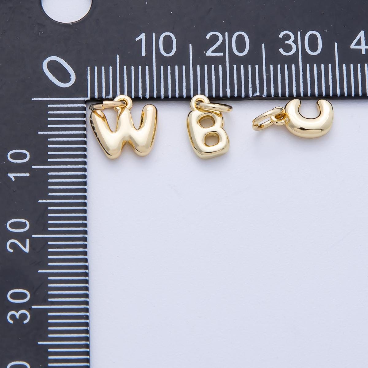14K Gold Filled 9mm Initial Letter Chubby Balloon A-Z Alphabet Charm Bubble Pendants DIY Jewelry Making Supplies | AF-261