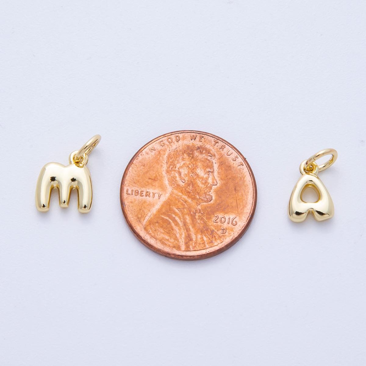 14K Gold Filled 9mm Initial Letter Chubby Balloon A-Z Alphabet Charm Bubble Pendants DIY Jewelry Making Supplies | AF-261