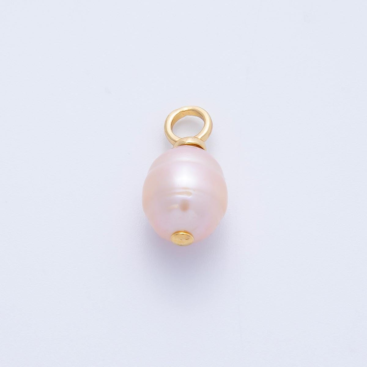 18K Gold Filled 18mm Ringed Pink Freshwater Pearl Charm DIY Jewelry Supply for custom Necklace Bracelet and Earrings | AF643