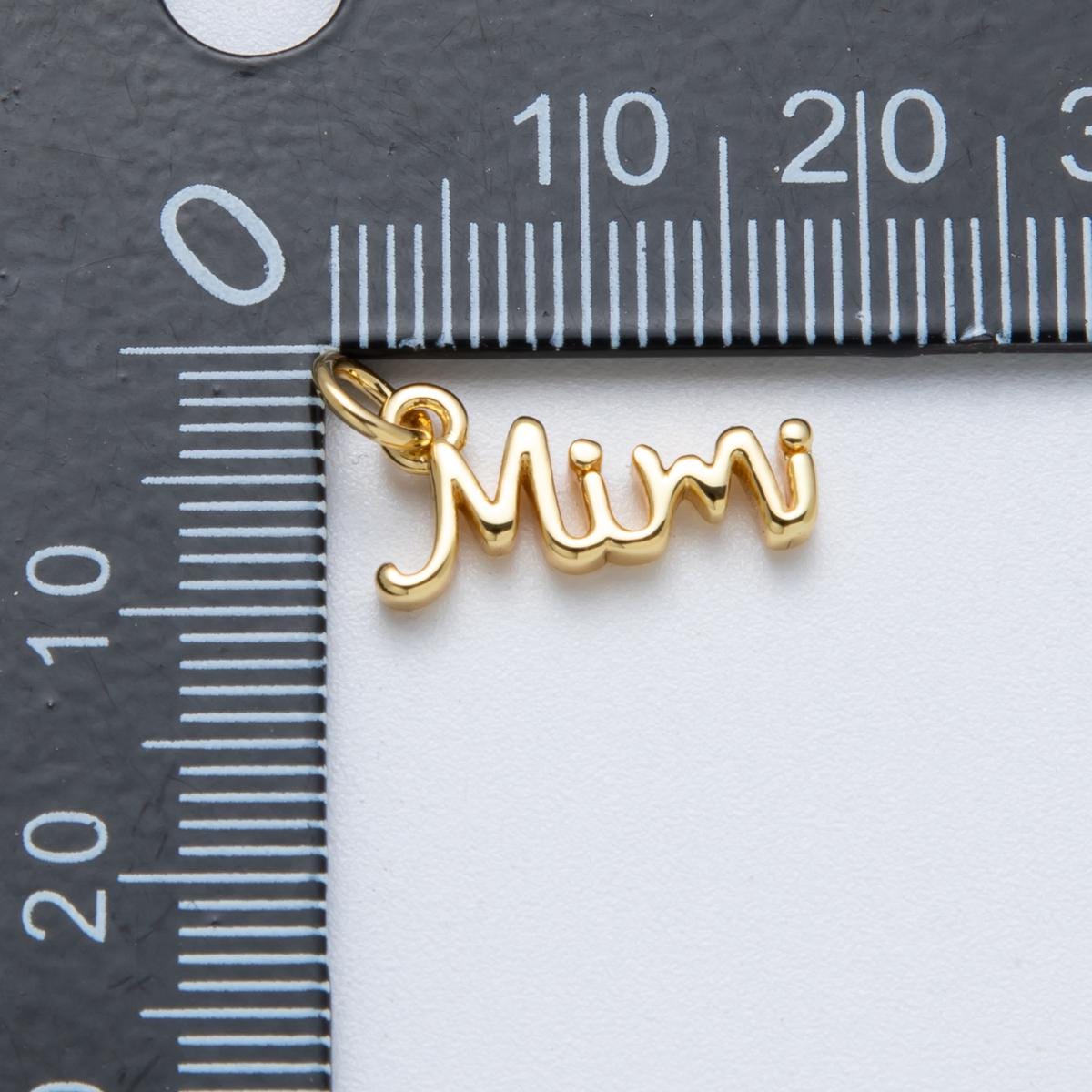 14K Gold Filled 16mm Personalized Grandma "Mimi" Minimalist Script Name Charm DIY Jewelry Making Supply for custom necklace | Charms-00030