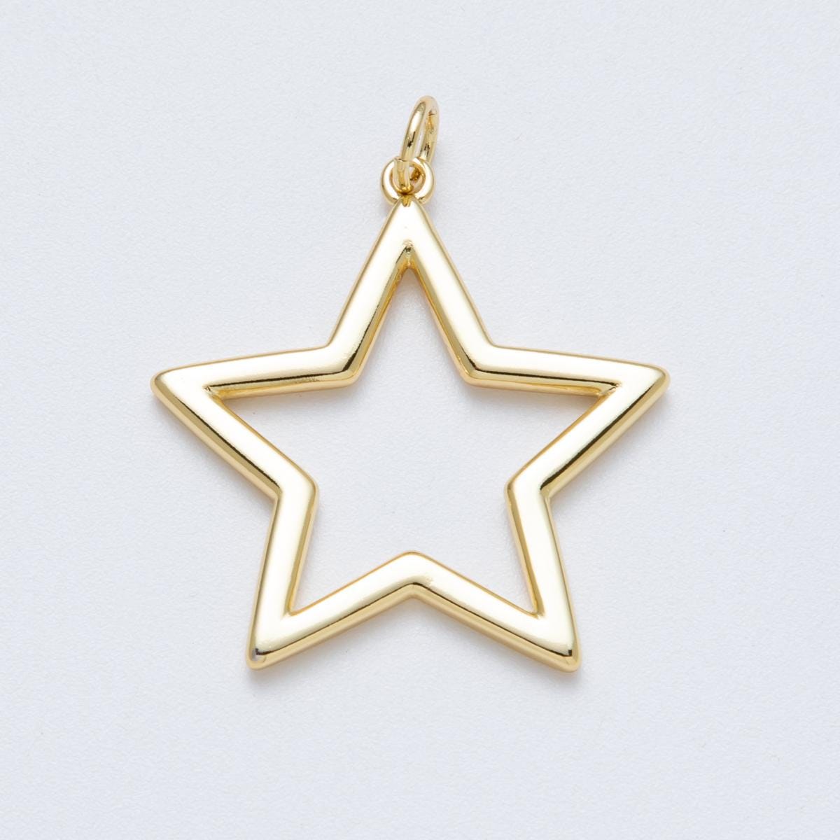14K Gold Filled 32.5mm Minimalist Open Celestial Star Charm Geometric Shape Pendant DIY Jewelry Supply for custom necklace | Charms-00036