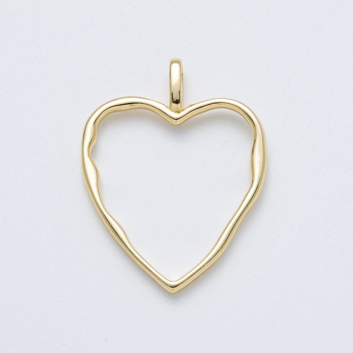 14K Gold Filled 36.3mm Minimalist Open Molten Heart Charm Geometric love jewelry DIY Supply for custom necklace | Charms-00038