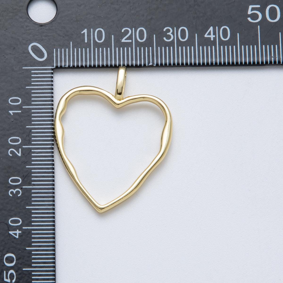 14K Gold Filled 36.3mm Minimalist Open Molten Heart Charm Geometric love jewelry DIY Supply for custom necklace | Charms-00038