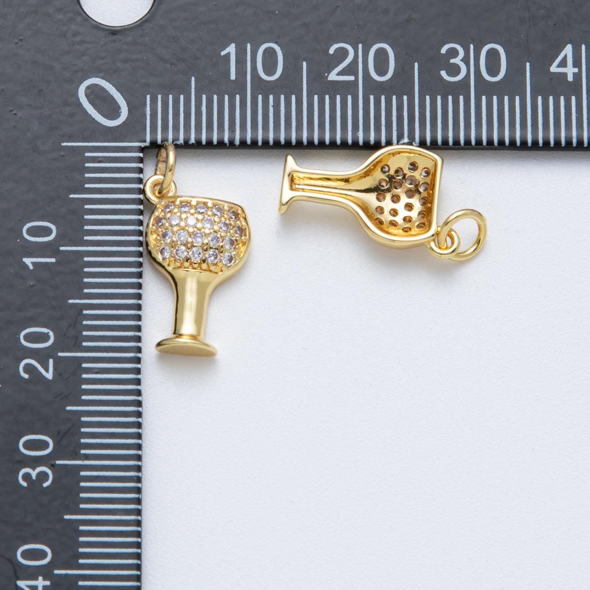 14K Gold Filled 16.6mm Micro Paved CZ Champagne Wine Charm Elegant Pendant DIY Jewelry Supply custom necklace and bracelet | Charms-00039