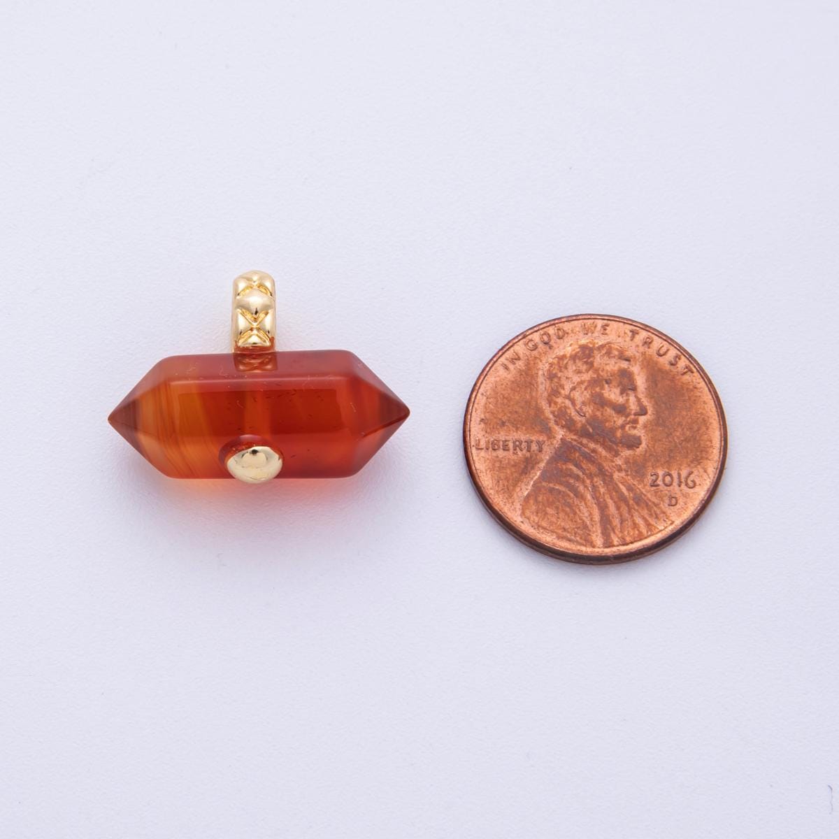 18k Gold Filled Carnelian Gemstone Point Charm for DIY Jewelry Making AK-217