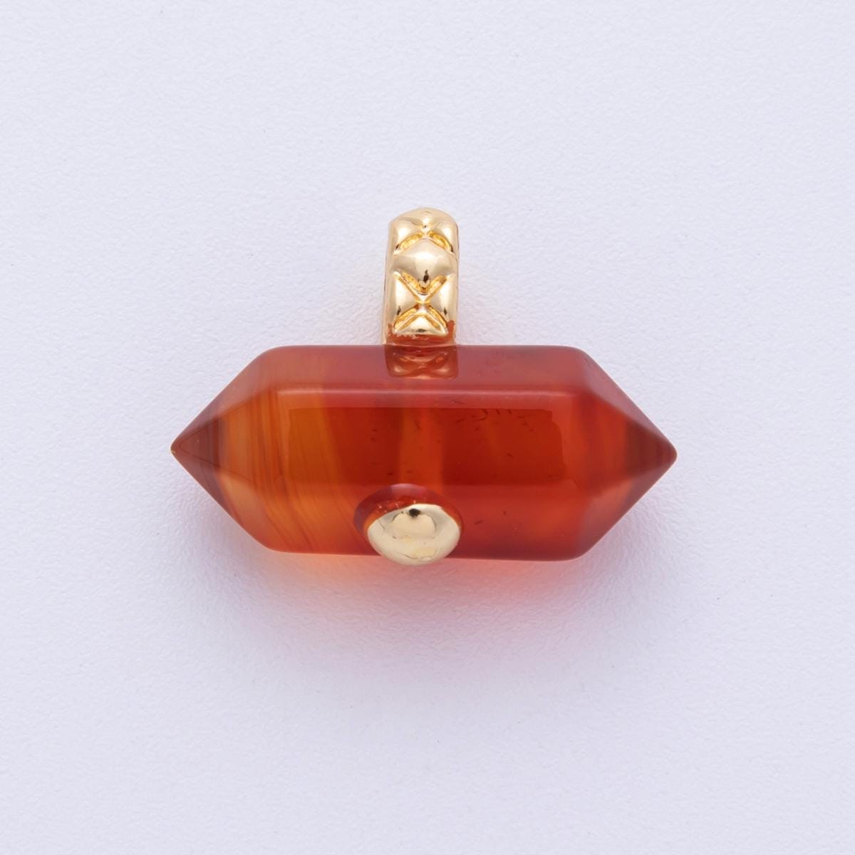 18k Gold Filled Carnelian Gemstone Point Charm for DIY Jewelry Making AK-217