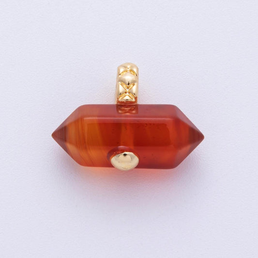18k Gold Filled Carnelian Gemstone Point Charm for DIY Jewelry Making AK-217