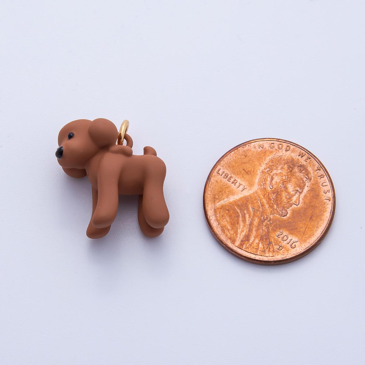 Mini Handmade Polymer Clay Dog Charm Little Brown Puppy Dangle Charms AK-208