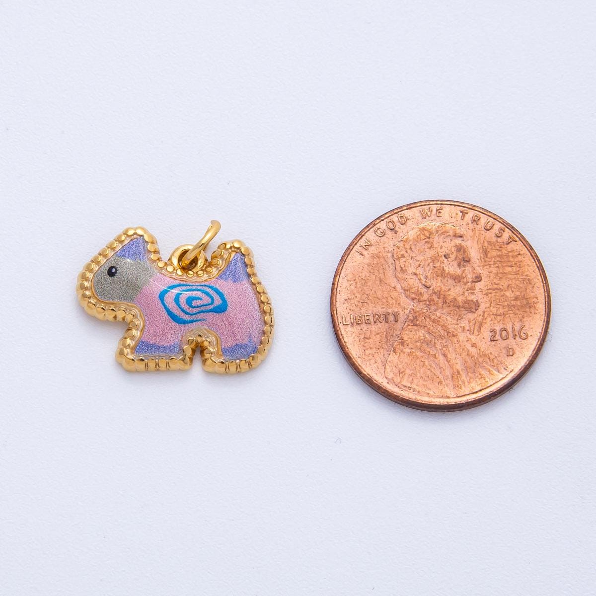 Enamel Scotty Dog Charm, Scottish Terrier Charm Dog Lover 18k Gold Filled Pendant J-654