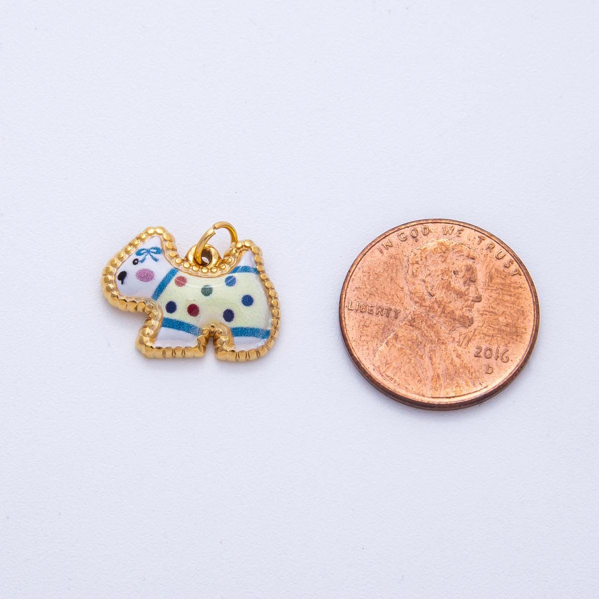 Enamel Scotty Dog Charm, Scottish Terrier Charm Dog Lover 18k Gold Filled Pendant J-654