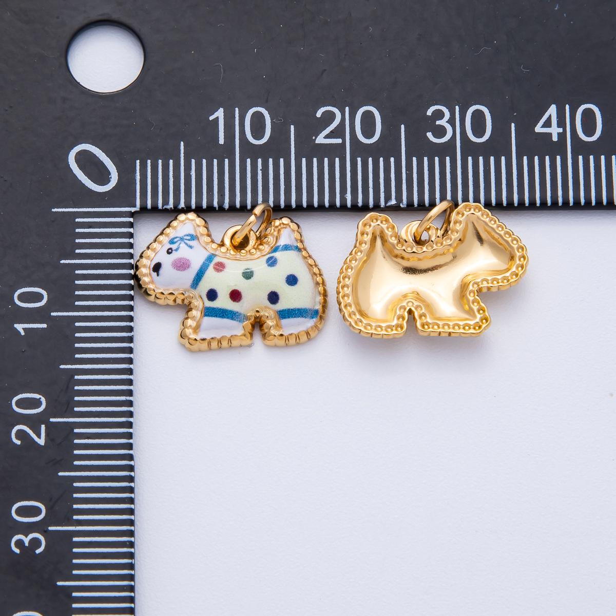 Enamel Scotty Dog Charm, Scottish Terrier Charm Dog Lover 18k Gold Filled Pendant J-654