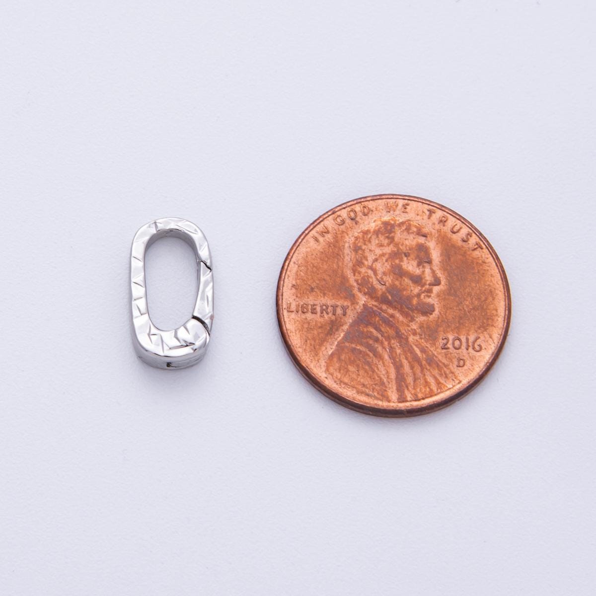 Mini Textured 18k gold filled oval carabiner clasp Charm Holder, spring push gate for diy jewelry clasp finding necklace bracelet Z-1675