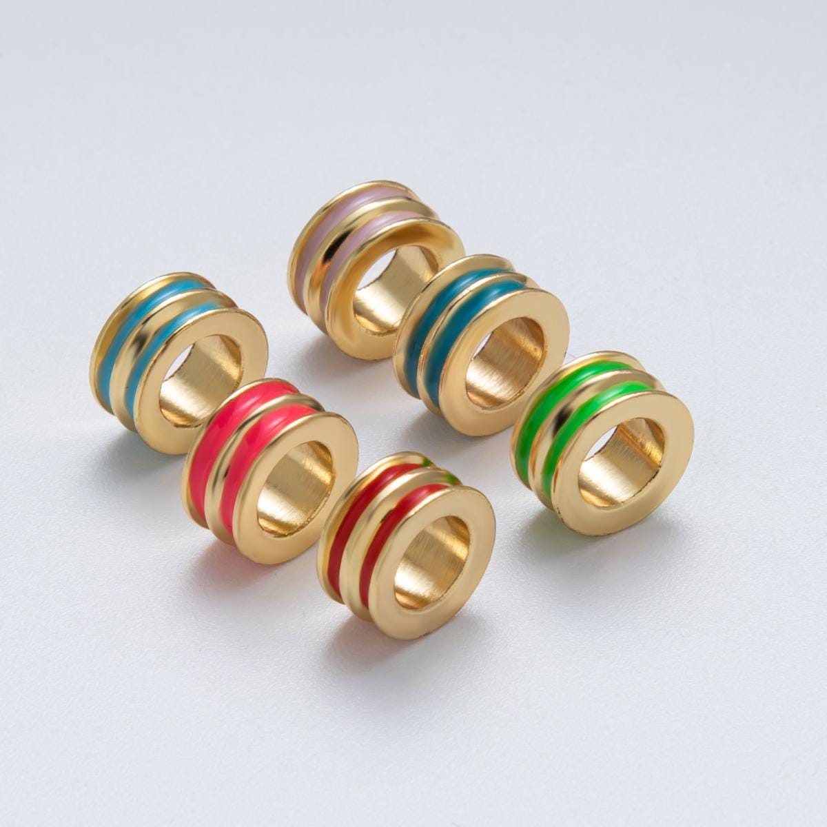 18K Gold Filled 10mm Double Enamel Rondelle Bead Colorful Spacer DIY Jewelry Making Supply for custom bracelet and necklace | Beads-00009