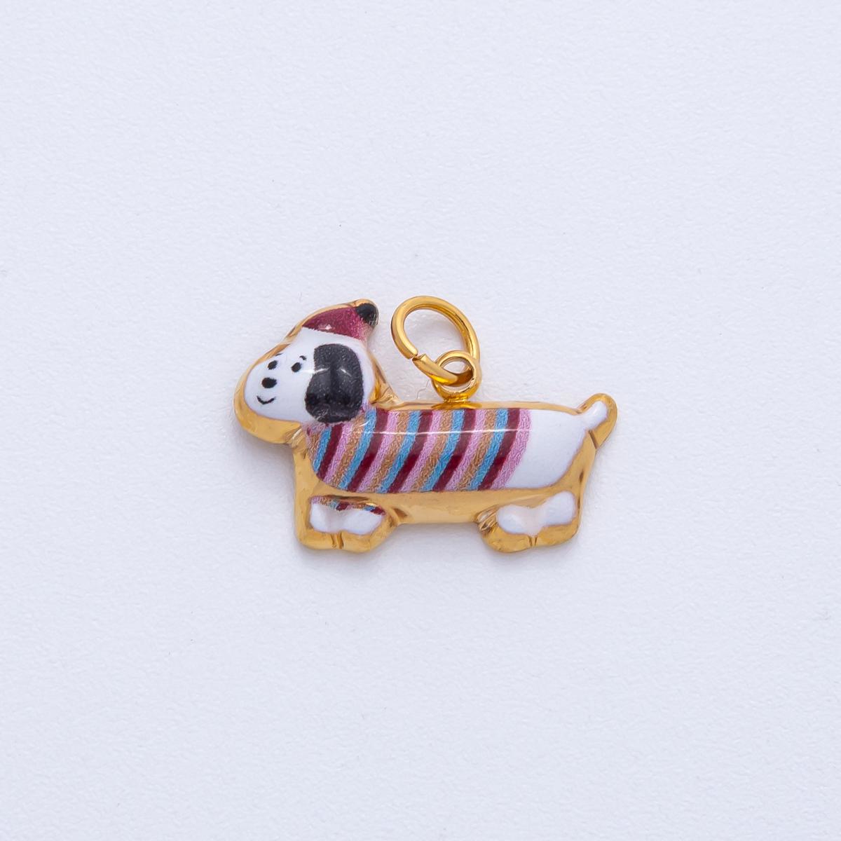Cute Enamel Wiener Dog Pendant Charm Ideal For DIY Jewelry Projects And Pet Lover Gift Collections J-693