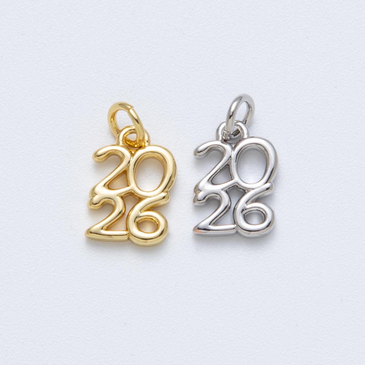 Dainty 2026 Year Charm in Gold and Silver 12mm Graduation Tassel Supply Minimalist Pendant Class of 2026 Gift Idea DIY Supply | CHARMS-00015
