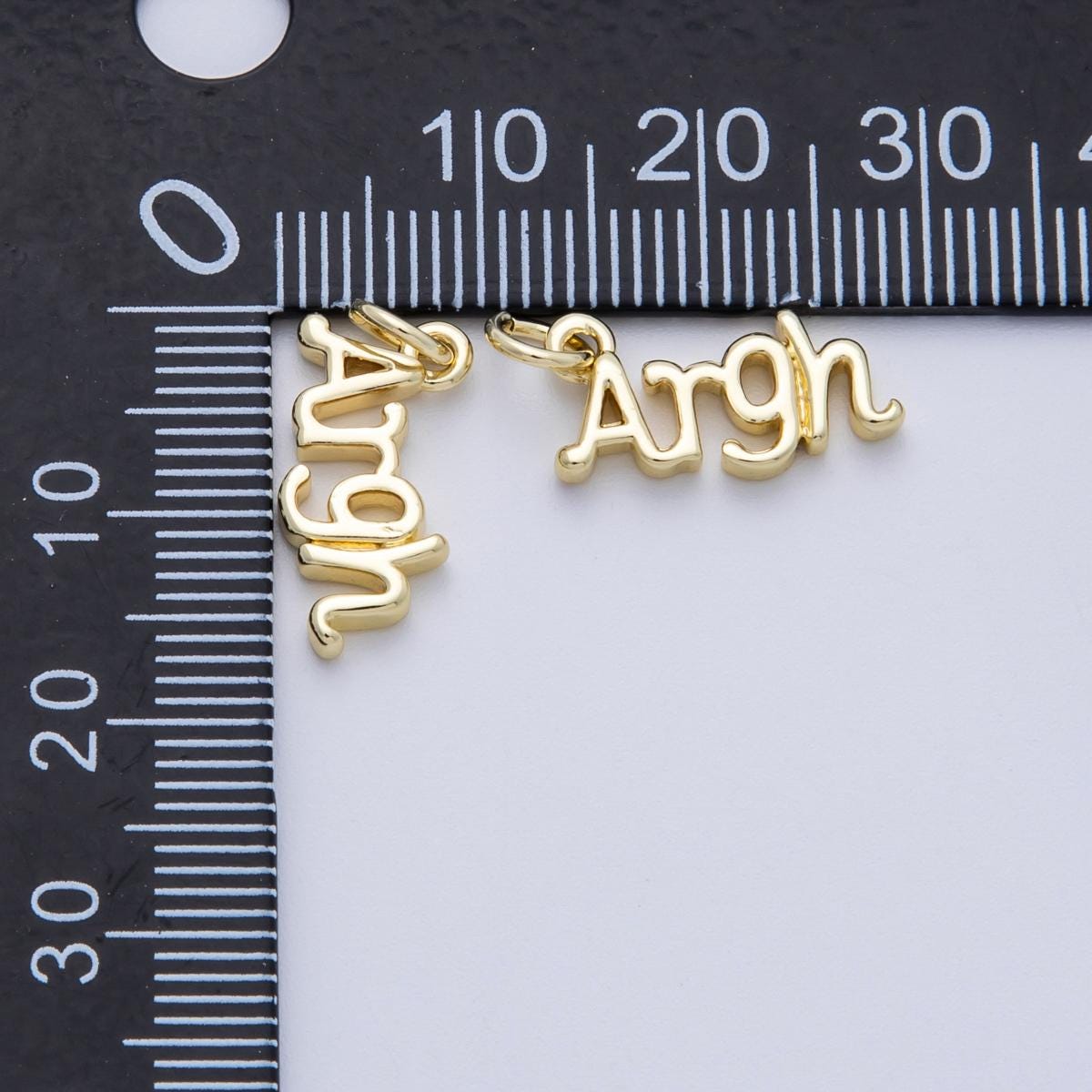 14K Gold Filled 16mm "Argh" Minimalist Script Charm Fun Word Jewelry Supply for custom necklace DIY Accessory | Charms-00029