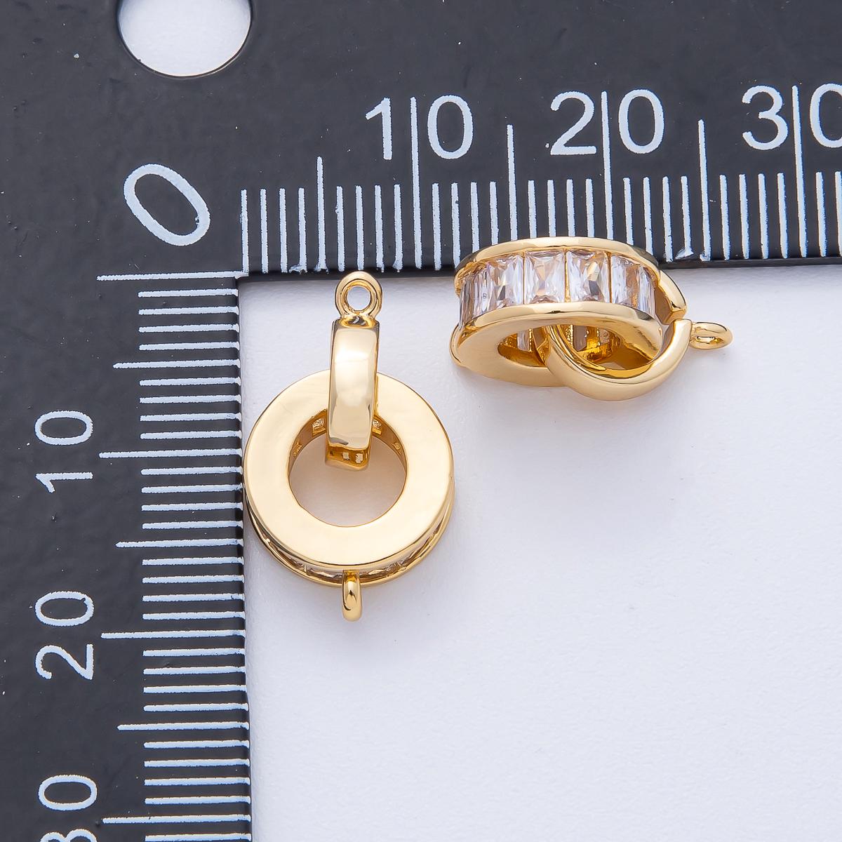18K Gold Filled 19mm Clear CZ Baguette Round Connector Finding Jewelry Enhancer Clasp DIY Supply Finding for custom | CONNECTORS-00002