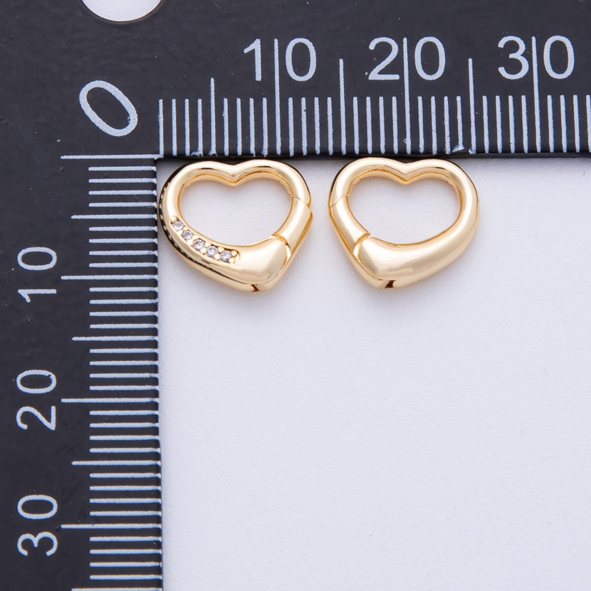 18K Gold Filled Heart Carabiner Clasp with Clear Cz Stone for DIY Jewelry Finding Supp-2906