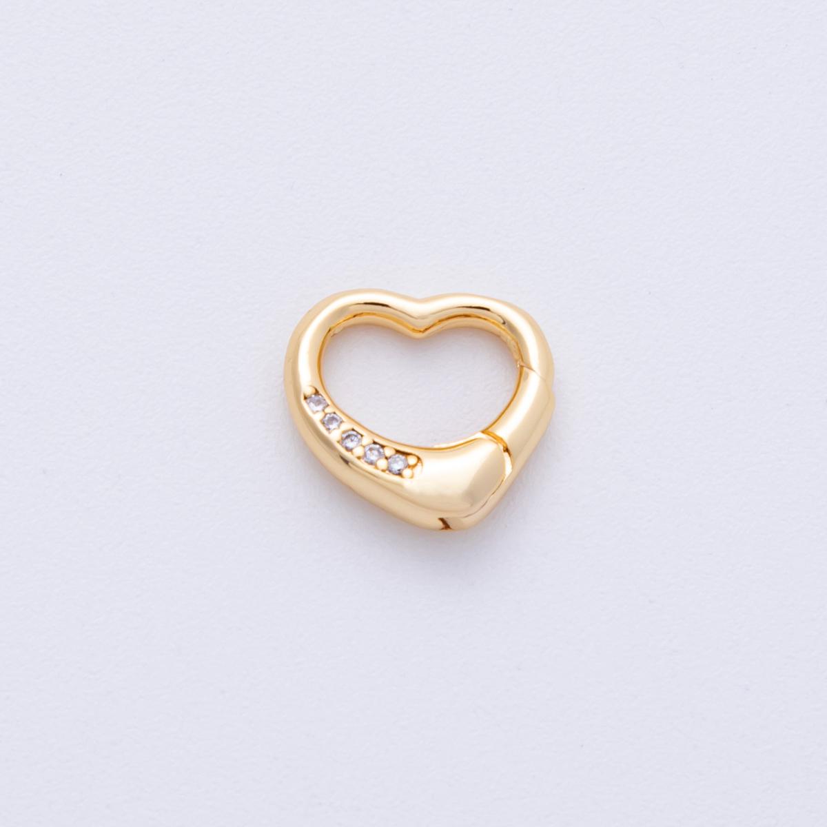 18K Gold Filled Heart Carabiner Clasp with Clear Cz Stone for DIY Jewelry Finding Supp-2906