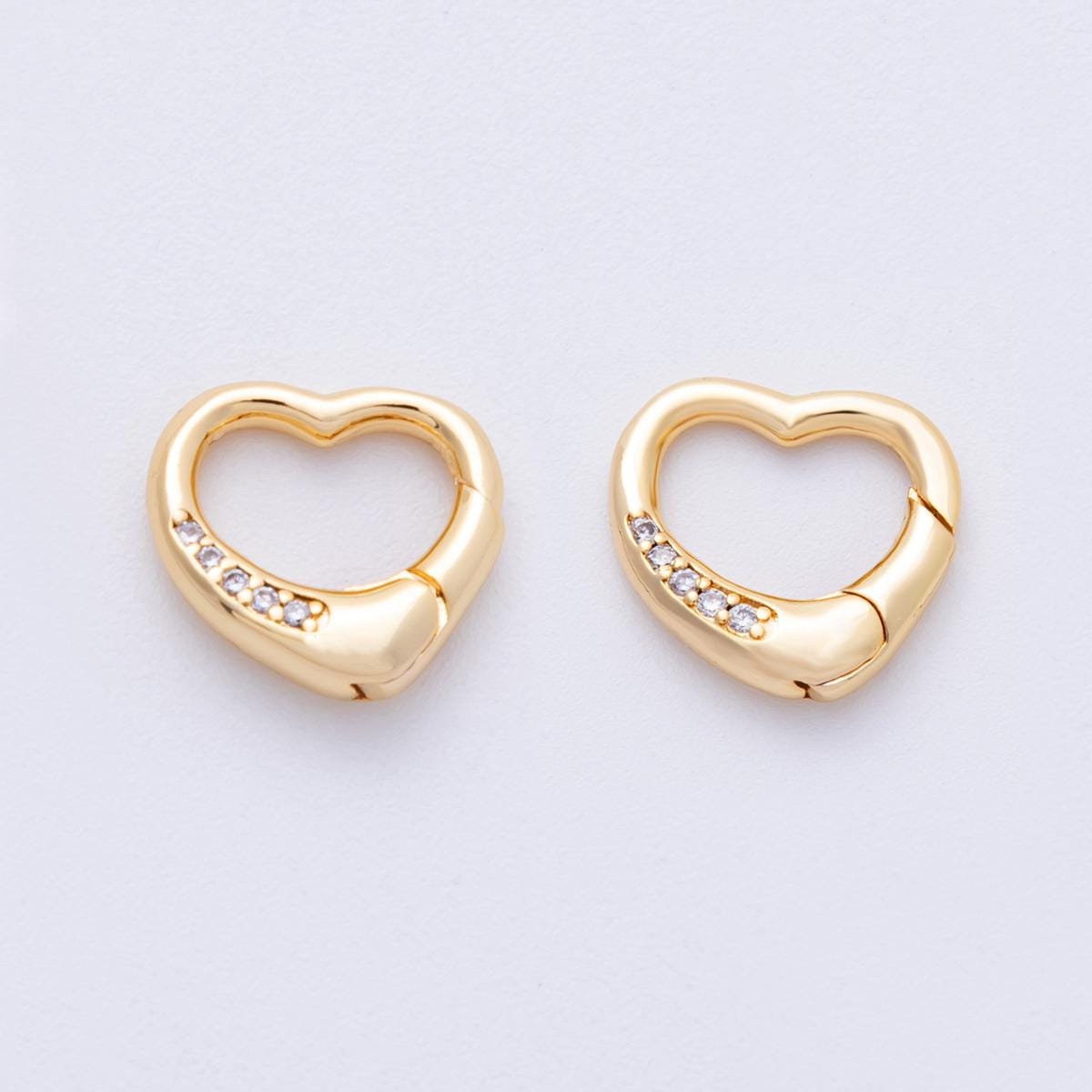 18K Gold Filled Heart Carabiner Clasp with Clear Cz Stone for DIY Jewelry Finding Supp-2906
