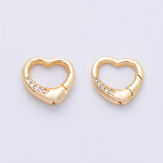 18K Gold Filled Heart Carabiner Clasp with Clear Cz Stone for DIY Jewelry Finding Supp-2906
