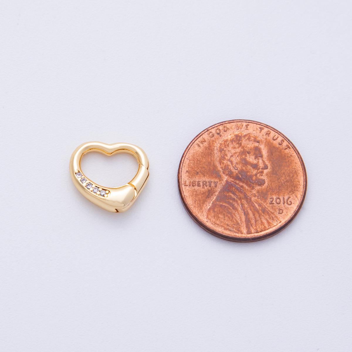 18K Gold Filled Heart Carabiner Clasp with Clear Cz Stone for DIY Jewelry Finding Supp-2906