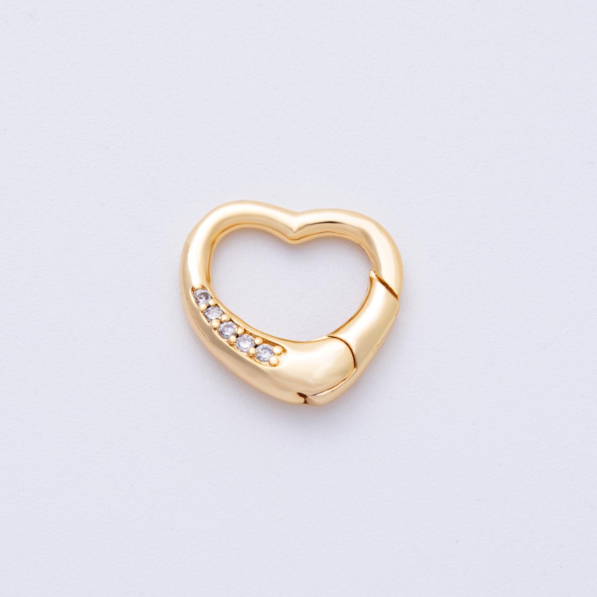 18K Gold Filled Heart Carabiner Clasp with Clear Cz Stone for DIY Jewelry Finding Supp-2906