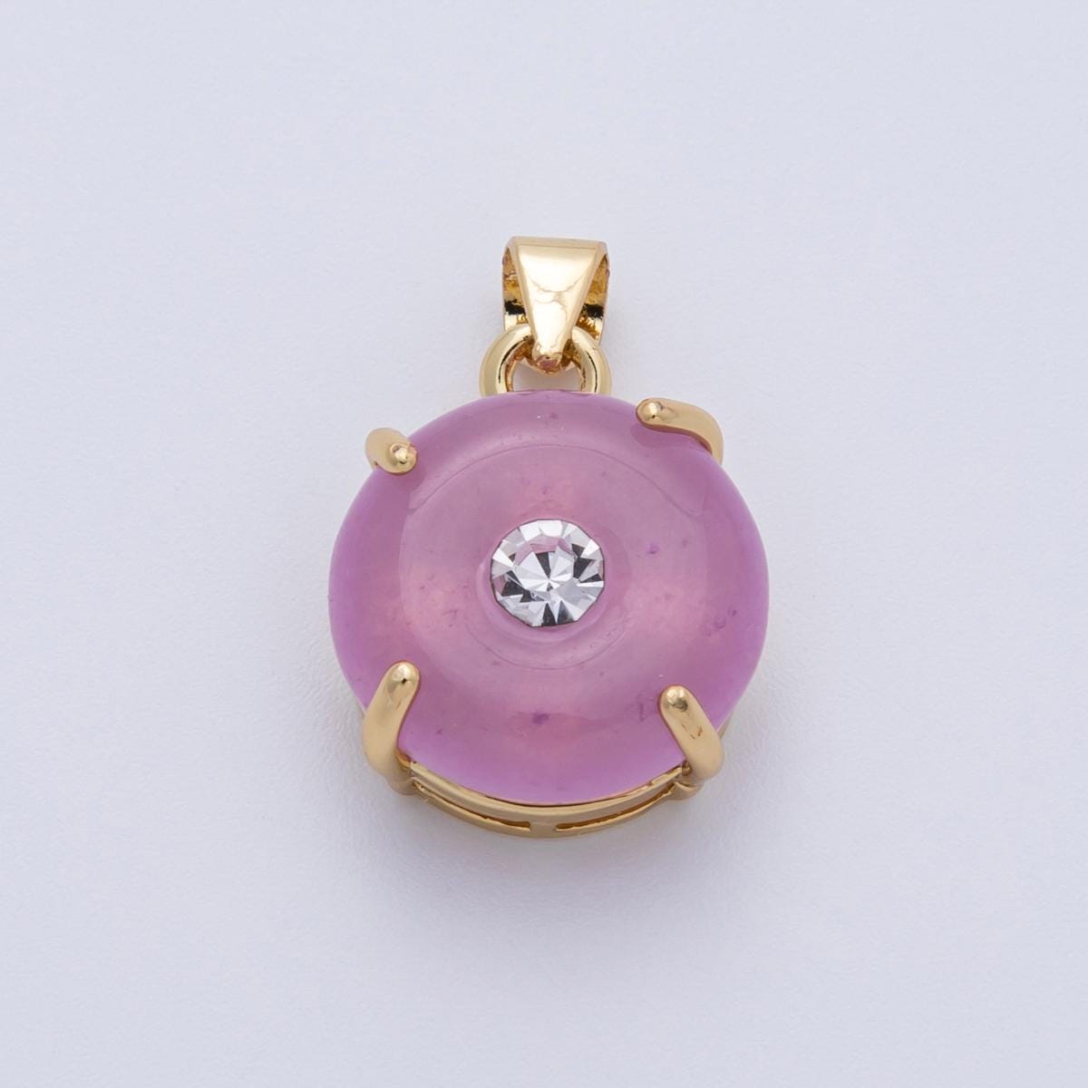 14k gold filled 14mm Purple jade donut bail pendant | Charms-00092