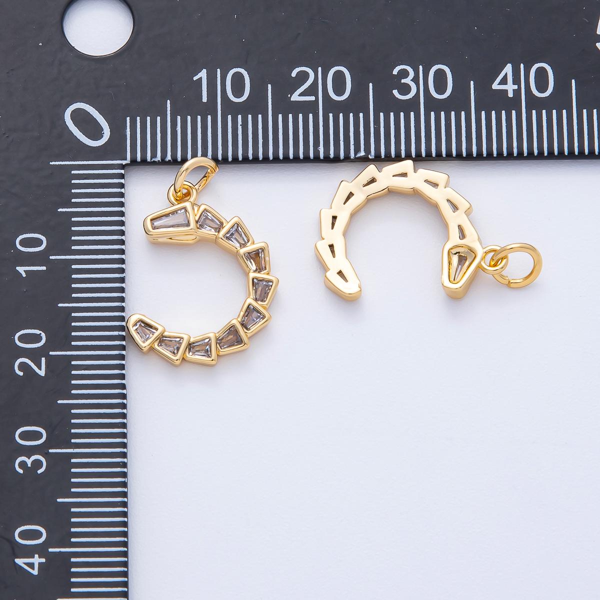 18K Gold Filled 19mm Snake Geometric CZ C-Shaped Charm statement piece DIY Jewelry Supply for custom necklace | Charms-00051