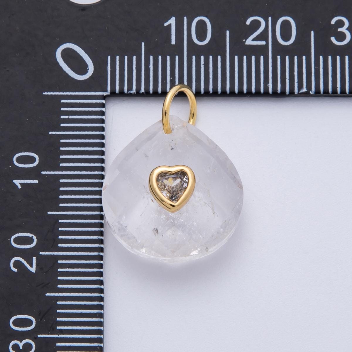 18K Gold Filled Natural Stone Pendant Oval Pendant with CZ Gold Heart – Handmade Gemstone Pendant Necklace Charms-100001