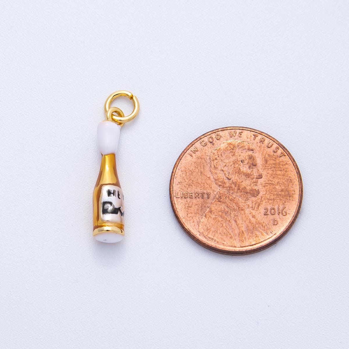 18K Gold Filled 20mm Yellow Enamel Cocktail Alcohol Drink Charm Enamel Celebration Charm DIY Jewelry Supply Gift for him | Charms-100012