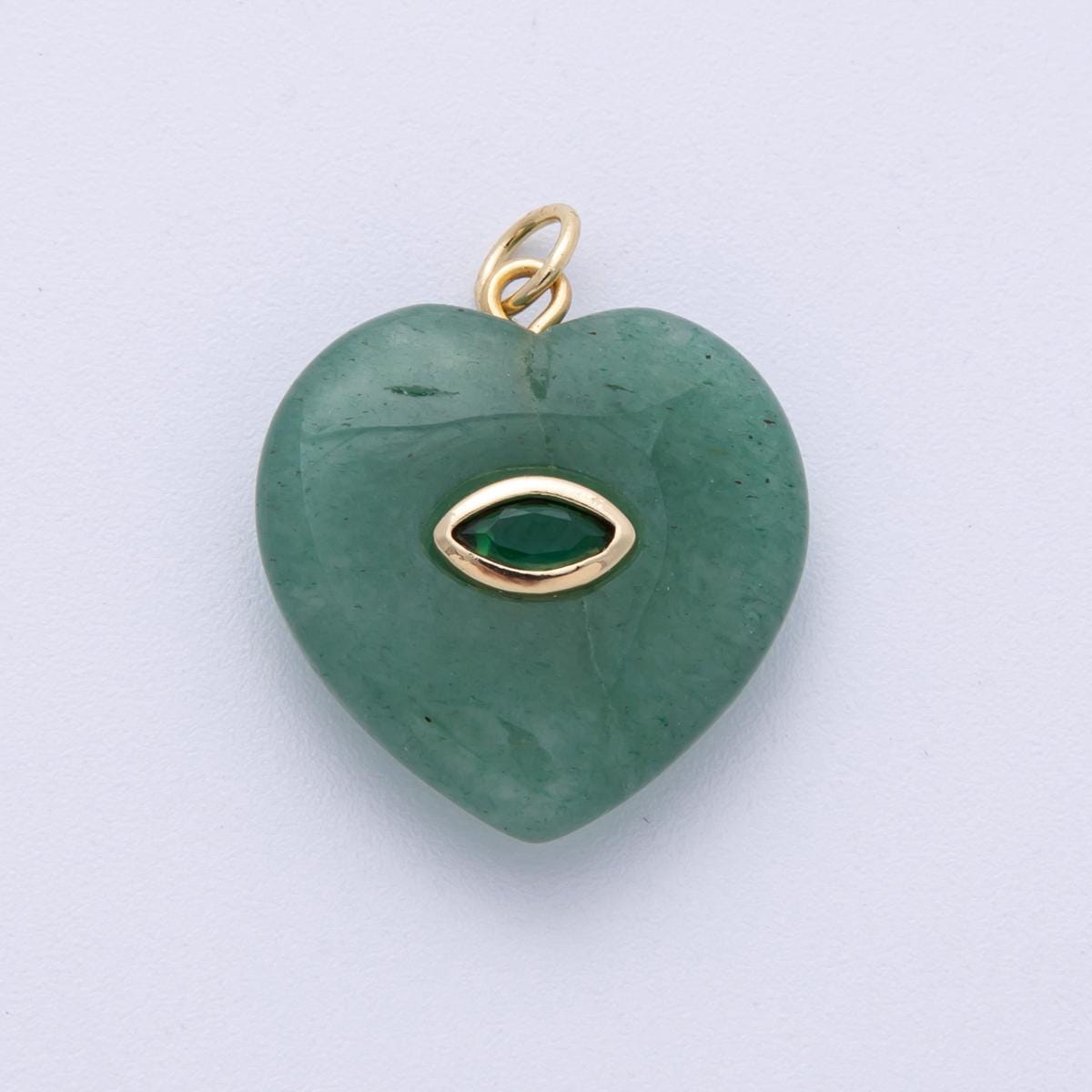 18K Gold Filled Heart Gemstone Charm with Inlaid cubic zirconia for jewelry pendant Valentine DIY Jewelry Making AK-218