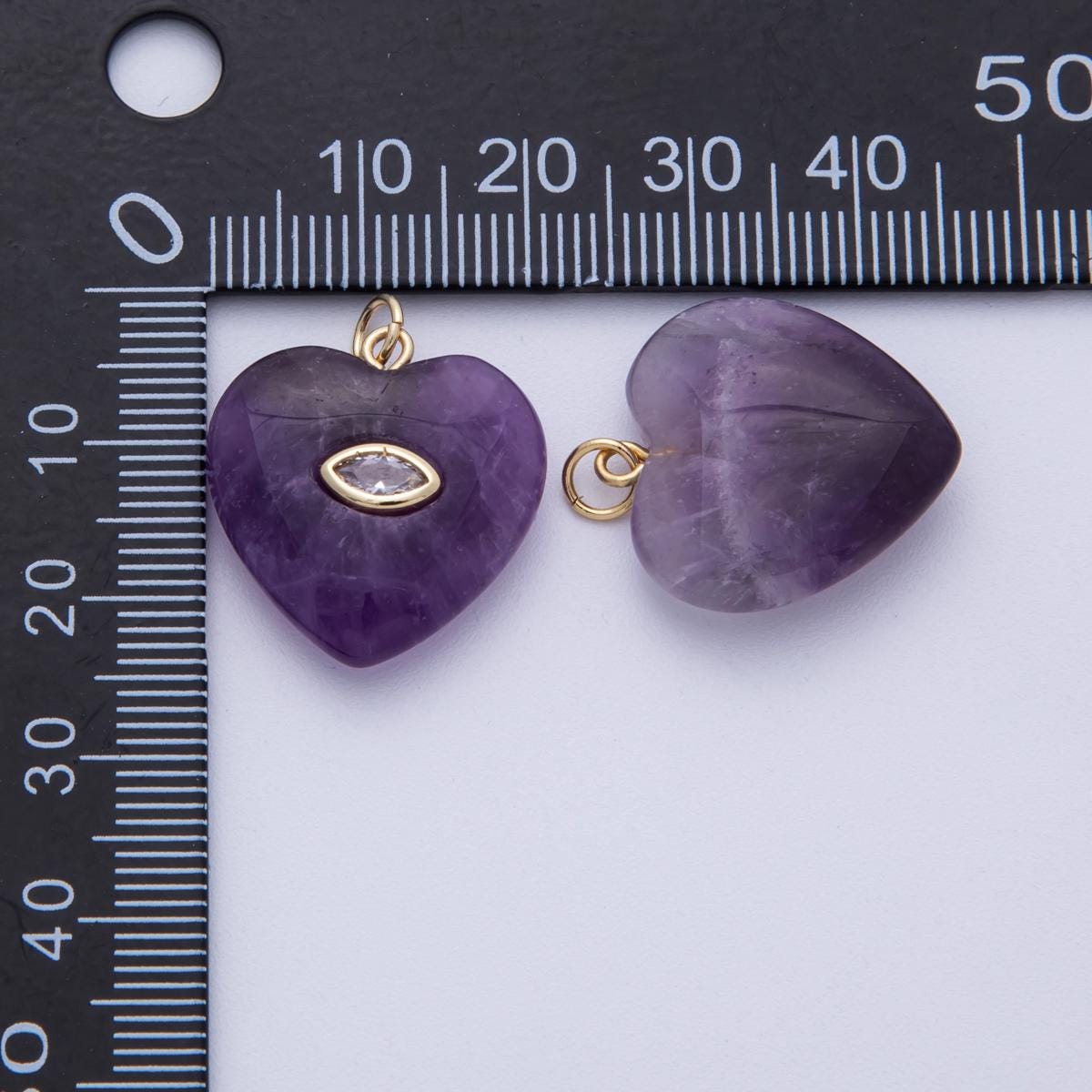 18K Gold Filled Heart Gemstone Charm with Inlaid cubic zirconia for jewelry pendant Valentine DIY Jewelry Making AK-218
