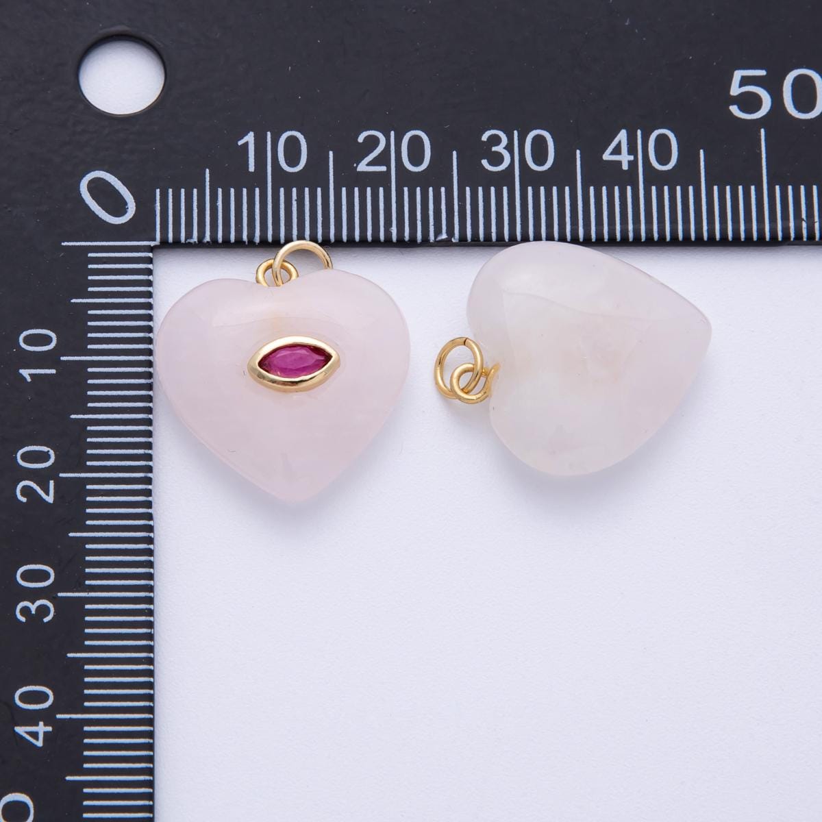 18K Gold Filled Heart Gemstone Charm with Inlaid cubic zirconia for jewelry pendant Valentine DIY Jewelry Making AK-218