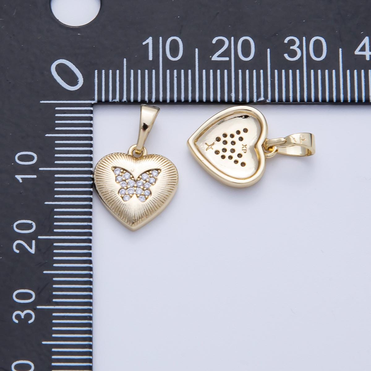 14K Gold Filled Heart charm Micro Pave Cubic Zirconia Butterfly Pendant jewelry | Pendants-100111